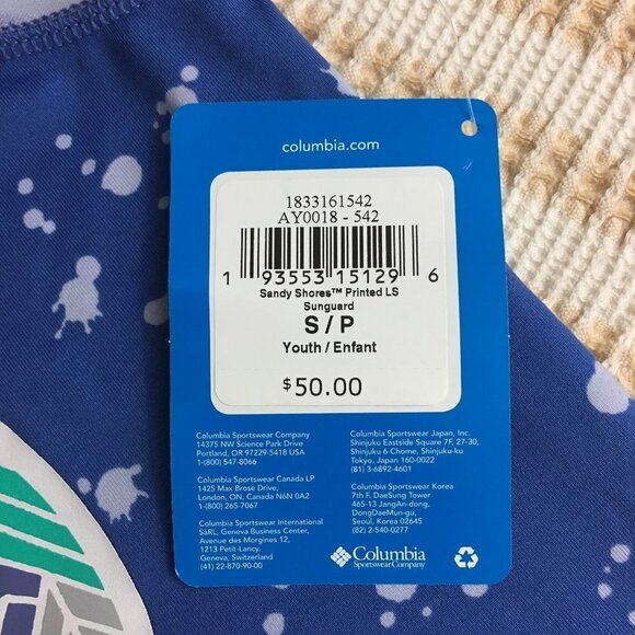 new 8 Columbia Sandy Shores Kids SPF 50 top long sleeve sunguard Omnishield - Picture 6 of 10